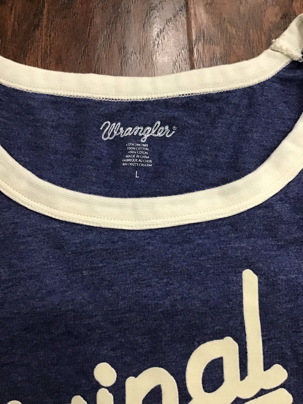 Wrangler Women’s Ringer Tee with Cream Graphic - Picture 3 of 6